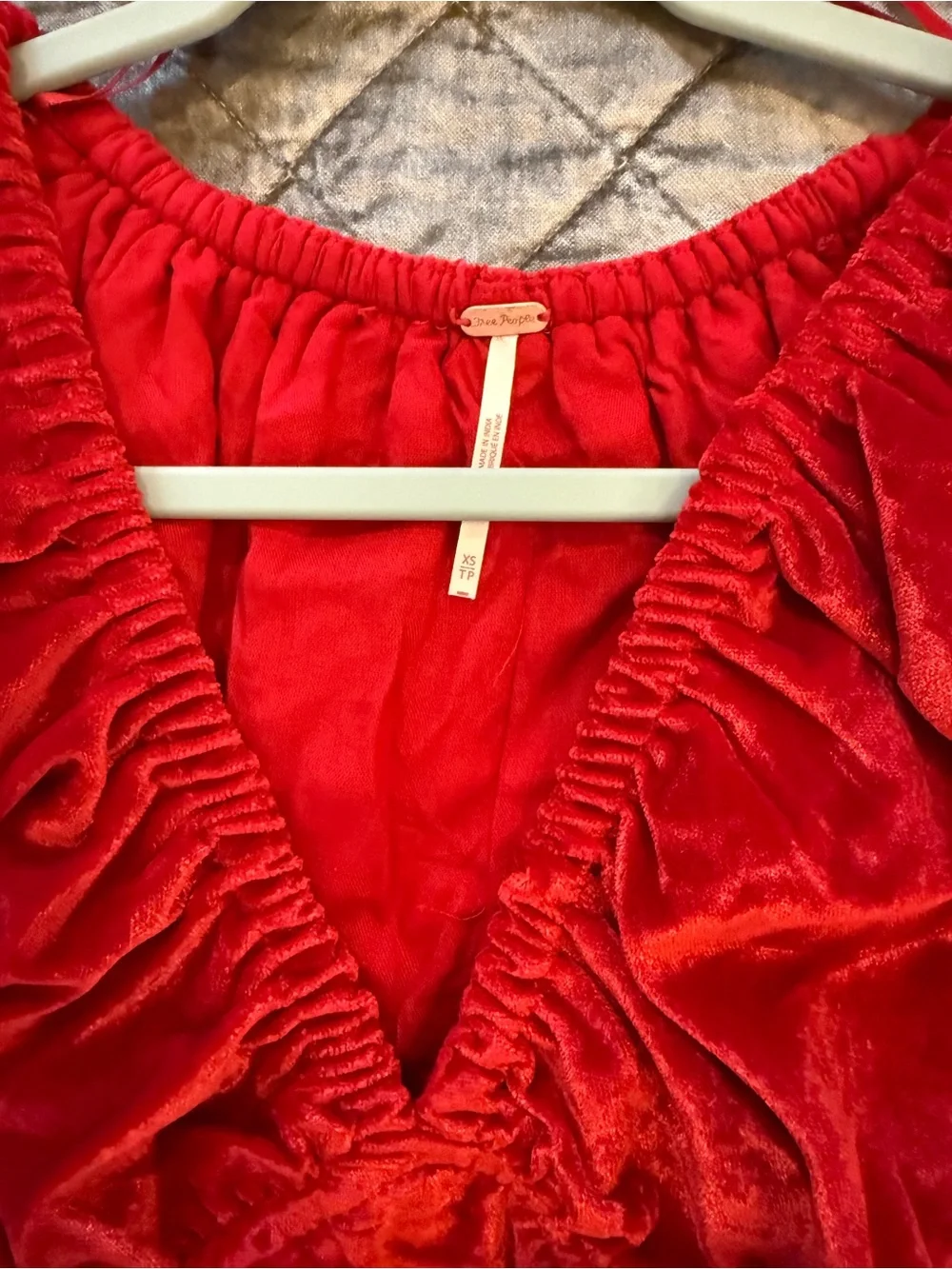 Free People Red Velvet Mini Dress